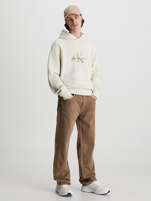 CLASSIC BEIGE Relaxed Monogram Hoodie for men CALVIN KLEIN JEANS