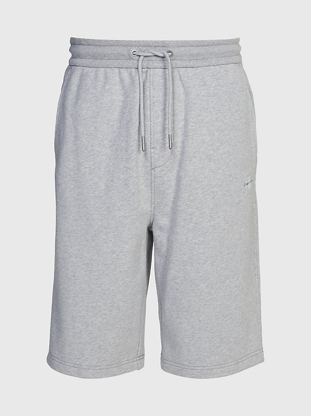 grey krótkie spodnie dresowe z monogramem dla mężczyźni - calvin klein jeans