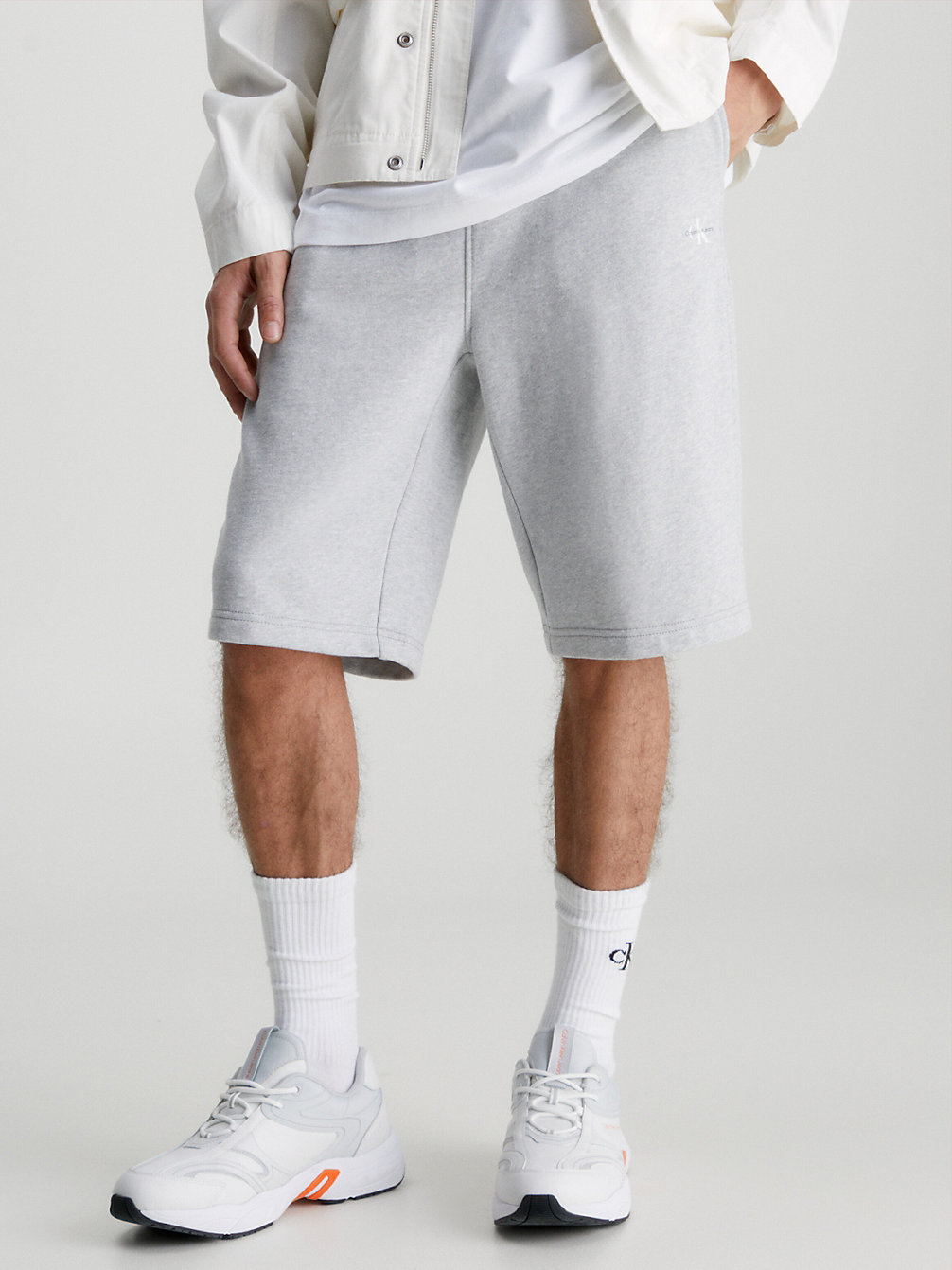 LIGHT GREY HEATHER Monogram Jogger Shorts undefined men Calvin Klein