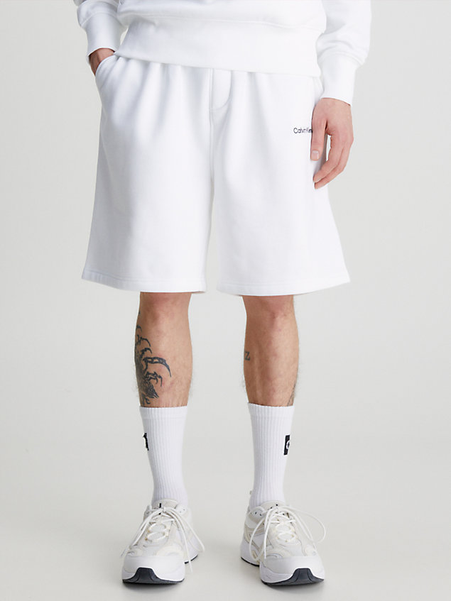 white relaxed jogger shorts for men calvin klein jeans