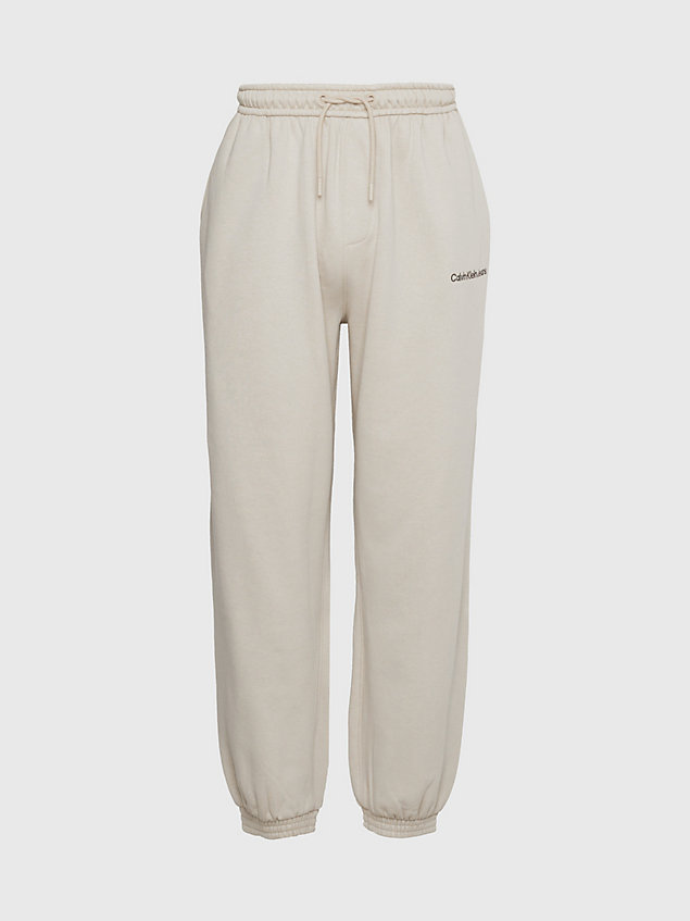 beige relaxed cotton joggers for men calvin klein jeans