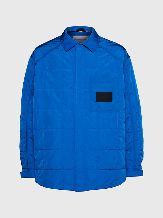 blue recycled nylon padded shirt jacket for men calvin klein jeans