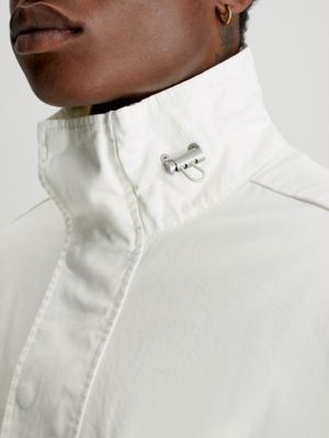 white cropped cotton twill zip up jacket for men calvin klein jeans