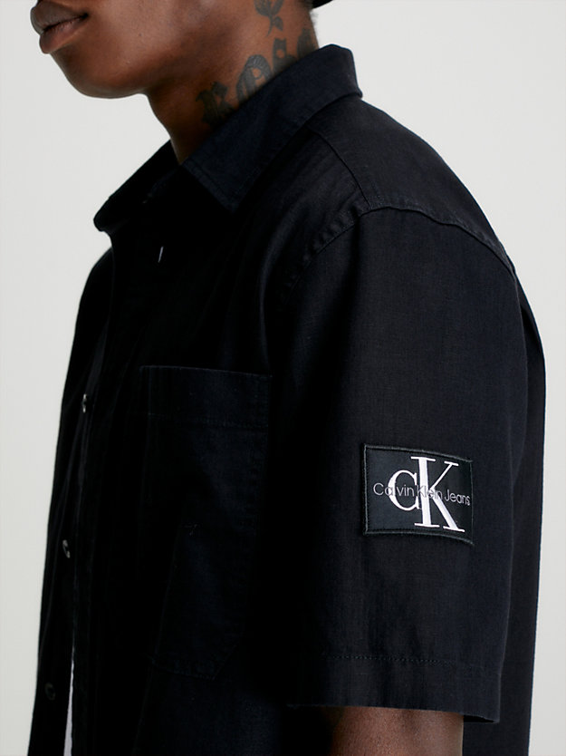 CK BLACK Cotton Linen Short Sleeve Shirt for men CALVIN KLEIN JEANS