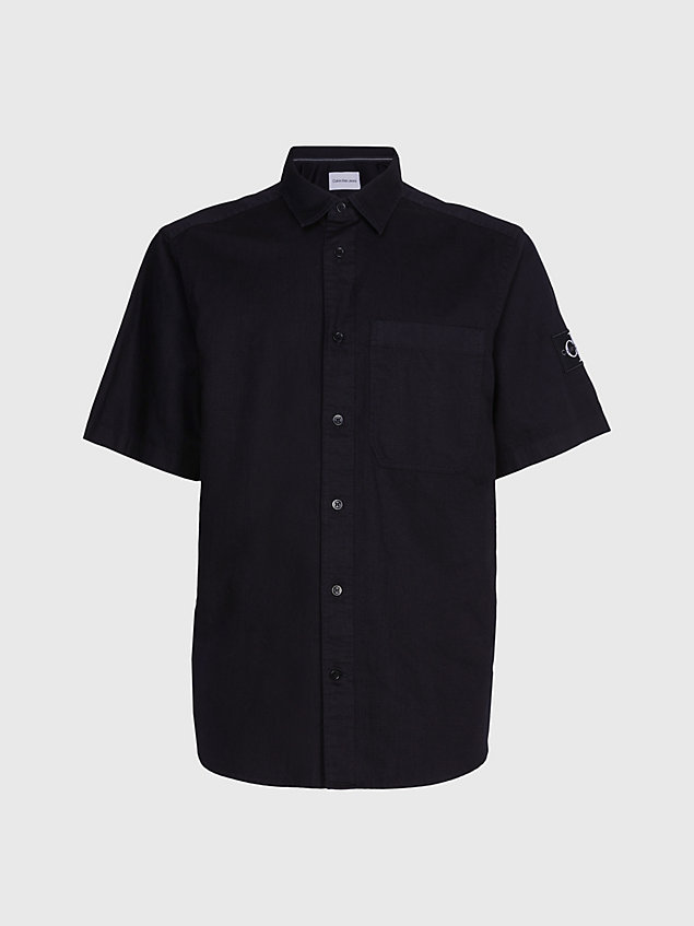 black cotton linen short sleeve shirt for men calvin klein jeans