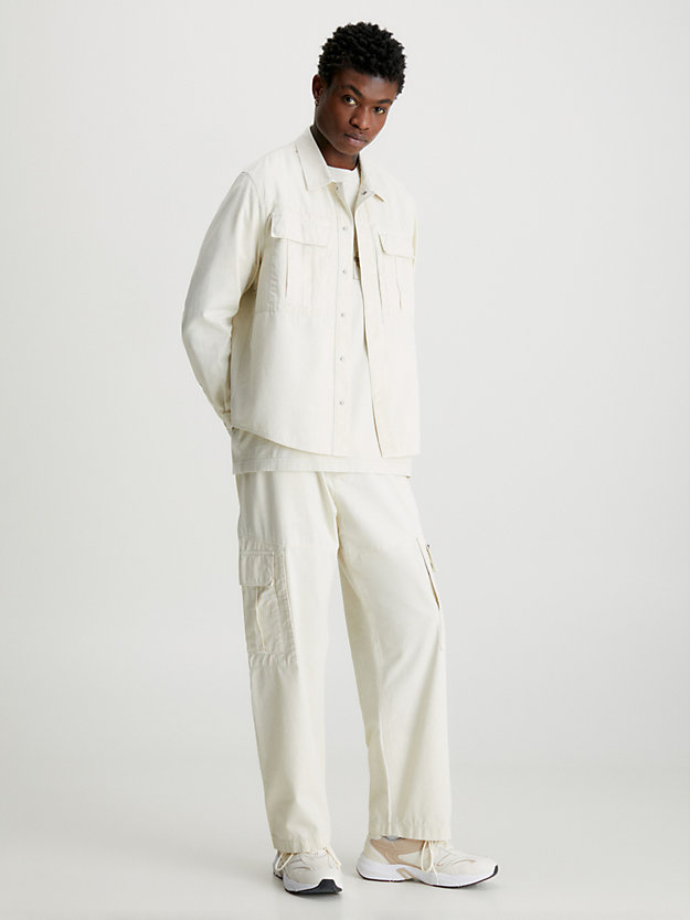 CLASSIC BEIGE Giacca-camicia in twill di cotone oversize da uomo CALVIN KLEIN JEANS
