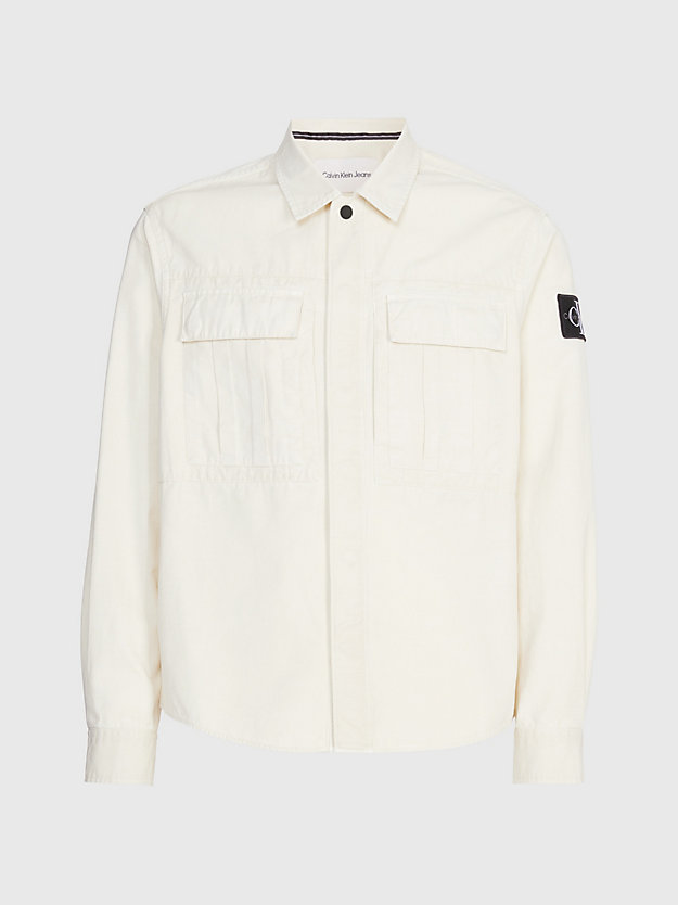 classic beige oversized cotton twill shirt jacket for men calvin klein jeans