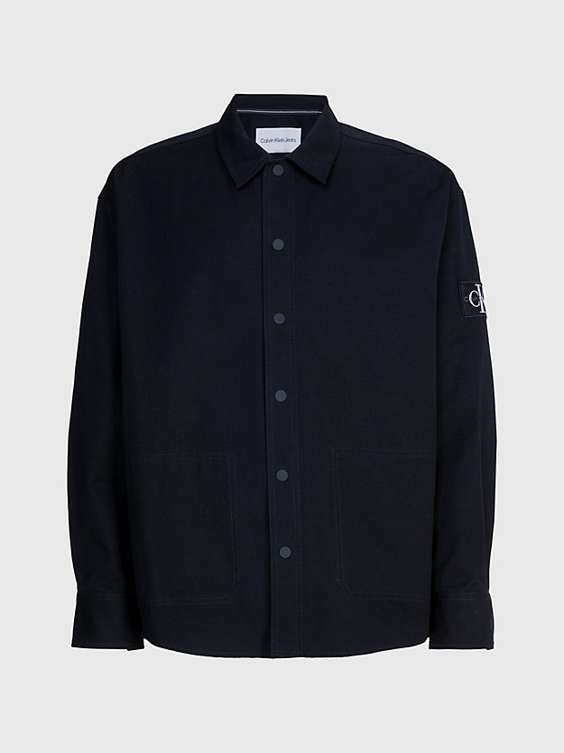 ck black oversized cotton ripstop shirt jacket for men calvin klein jeans