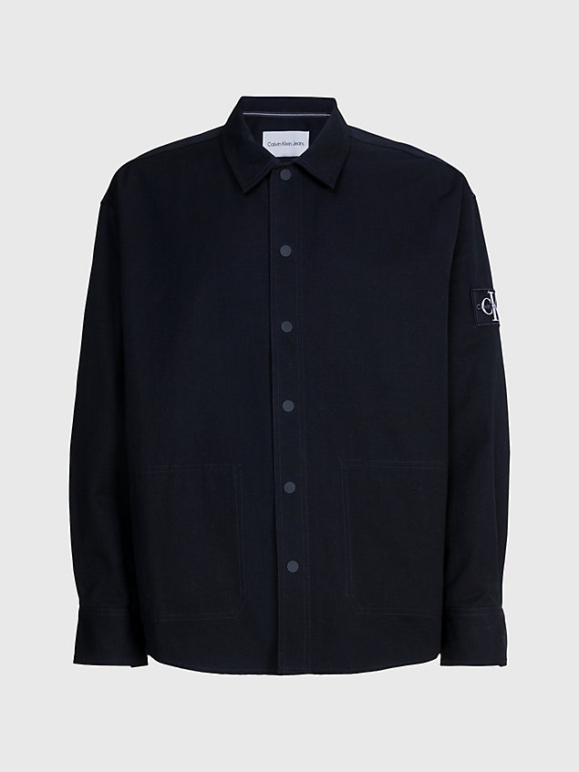black oversized cotton ripstop shirt jacket for men calvin klein jeans