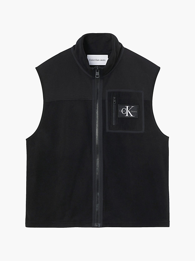 ck black recycled polar fleece vest for men calvin klein jeans