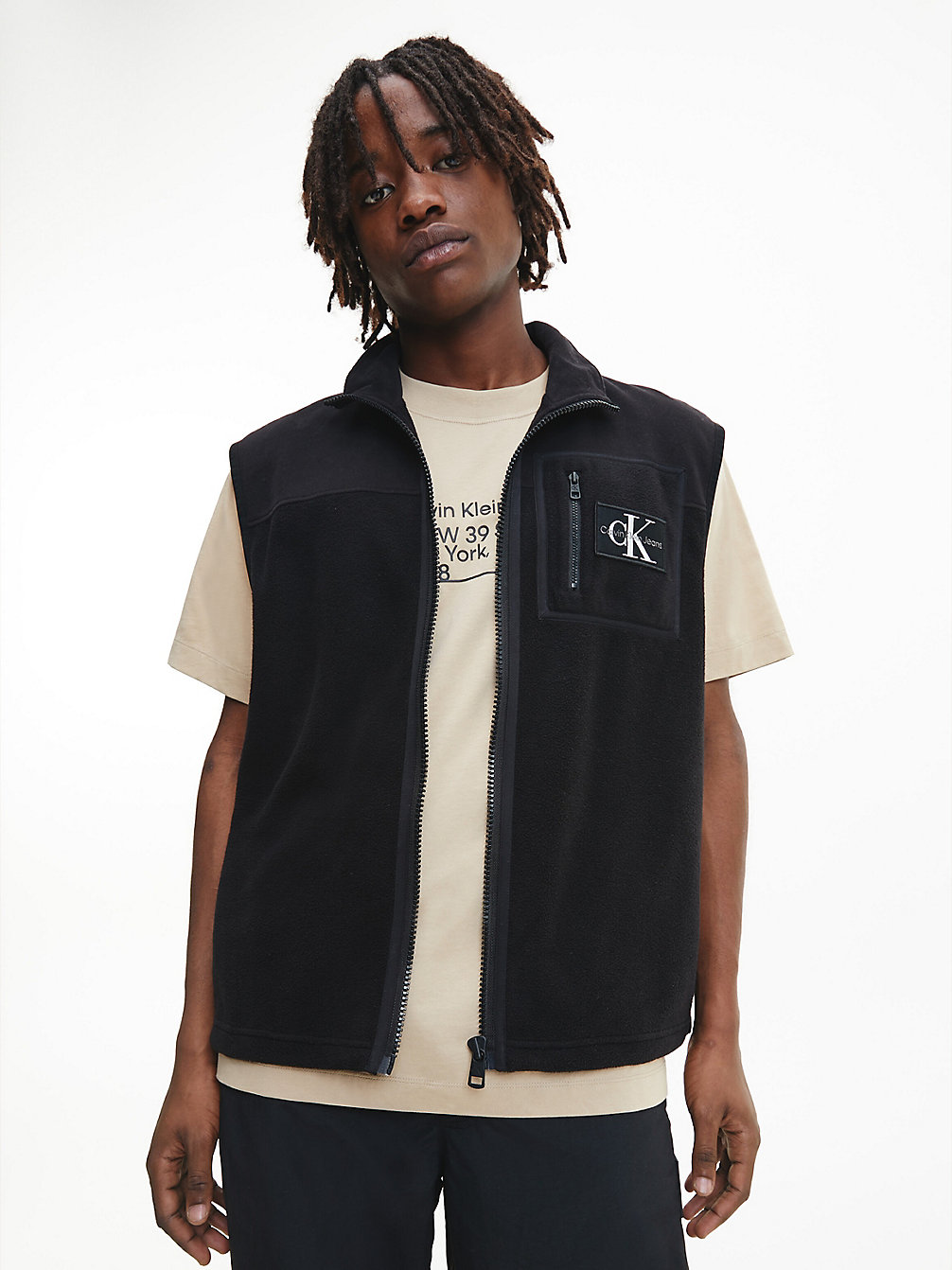 CK BLACK Recycled Polar Fleece Vest undefined men Calvin Klein