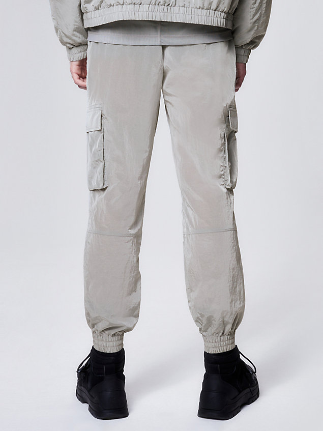 grey shiny nylon cargo pants for men calvin klein jeans
