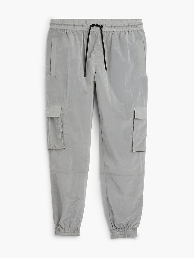 pantaloni cargo in nylon lucido grey da uomo calvin klein jeans
