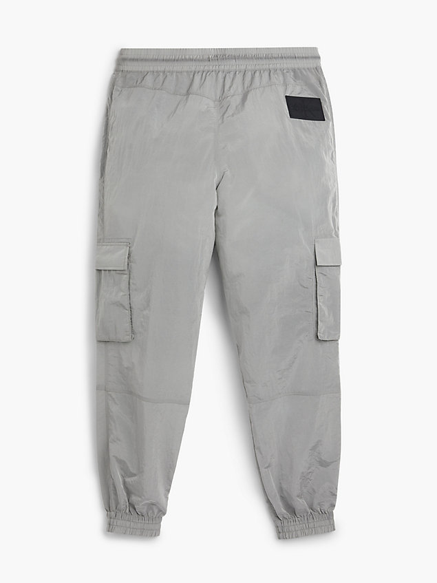 grey shiny nylon cargo pants for men calvin klein jeans