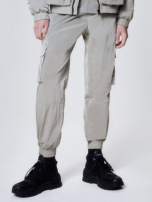 Zinc Alloy Shiny Nylon Cargo Pants undefined men Calvin Klein