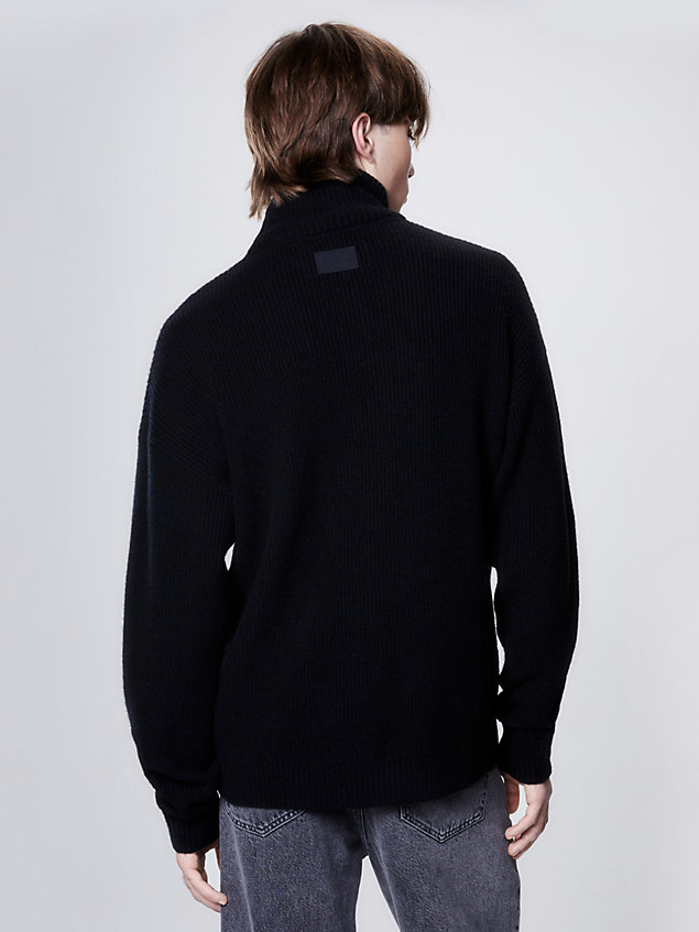 black relaxed wool harness detail jumper for men calvin klein jeans