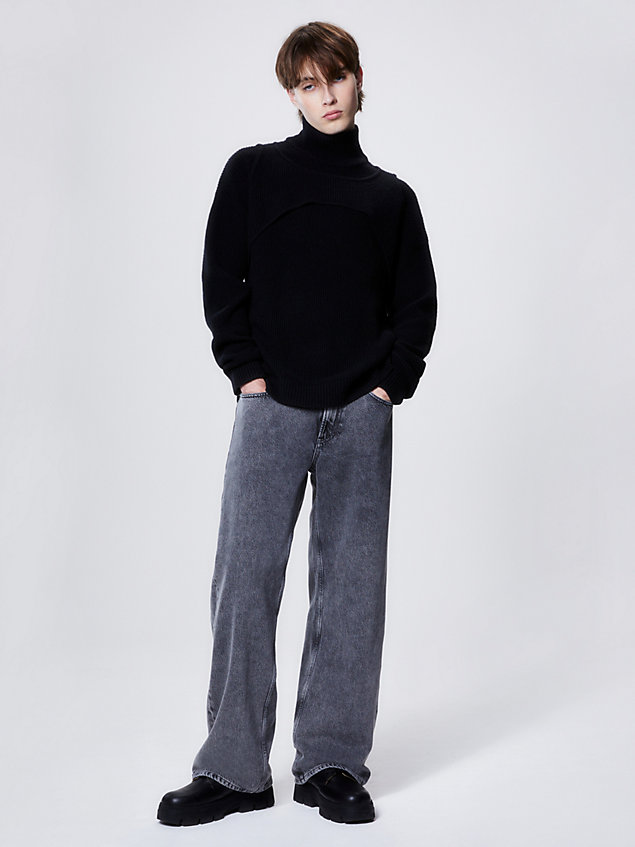 black trui van relaxed wol met harnas detail voor heren - calvin klein jeans