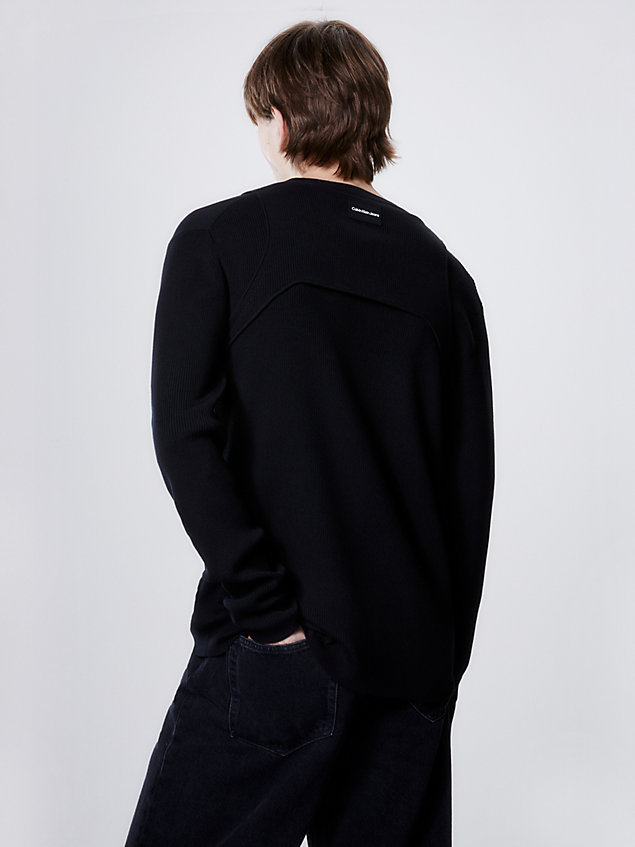 black slim trui met harnas detail voor heren - calvin klein jeans
