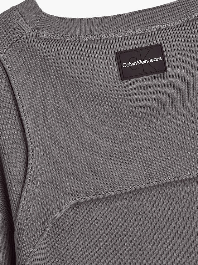 maglia sottile con dettaglio pettorina grey da uomo calvin klein jeans