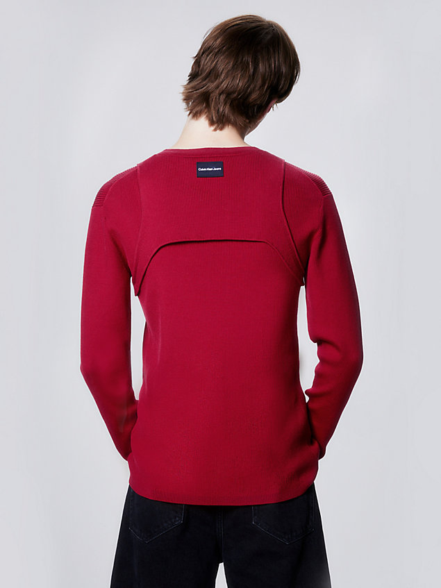 red slim harness detail jumper for men calvin klein jeans