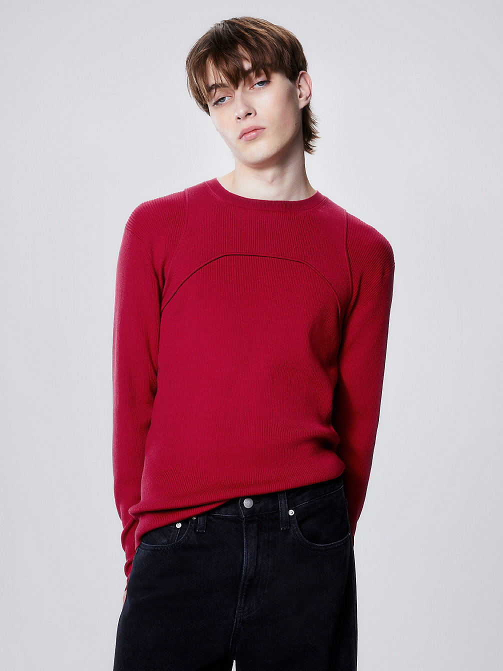 RADIANT RED Schmaler Pullover Mit Harness-Detail undefined Herren Calvin Klein