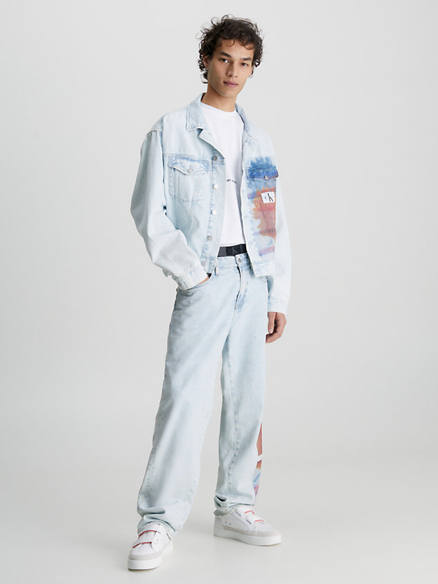 90's straight jeans con stampa blue da uomo calvin klein jeans