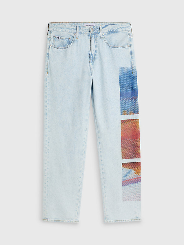 blue 90's straight jeans met print voor heren - calvin klein jeans