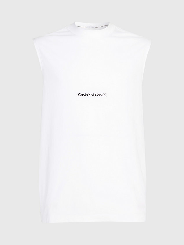 white relaxed organic cotton tank top for men calvin klein jeans