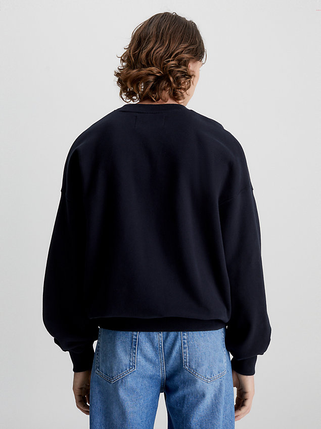 black oversized monogram sweatshirt for men calvin klein jeans