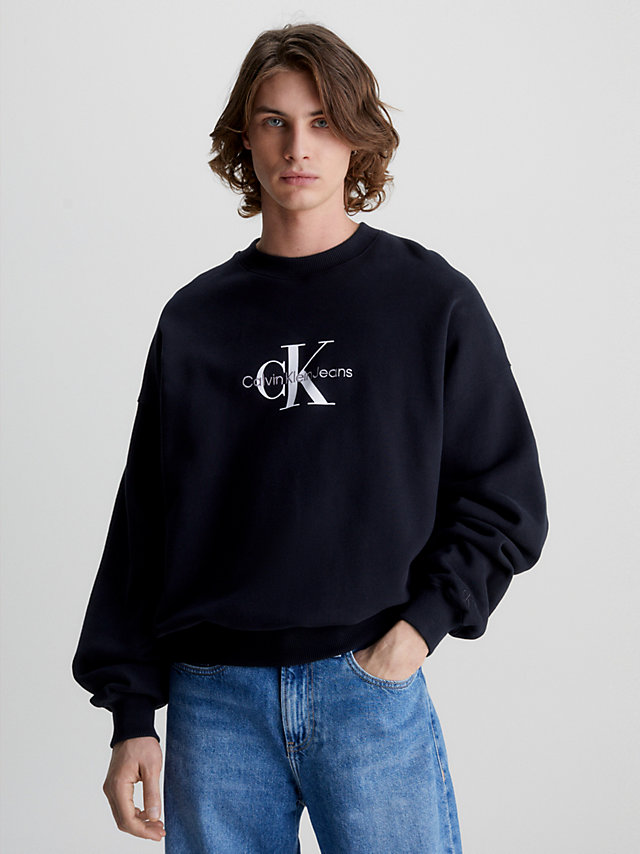 CK Black Oversized Monogram Sweatshirt undefined men Calvin Klein