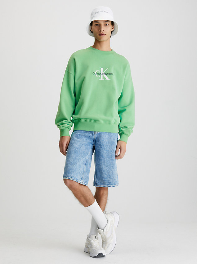 green oversized monogramm-sweatshirt für herren - calvin klein jeans