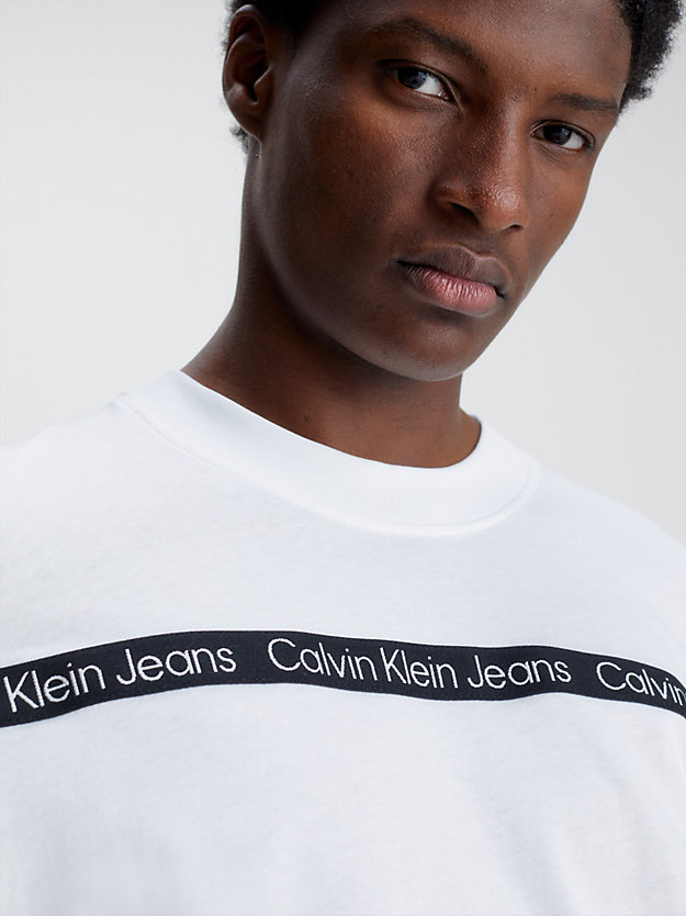 BRIGHT WHITE Logo Tape T-shirt for men CALVIN KLEIN JEANS
