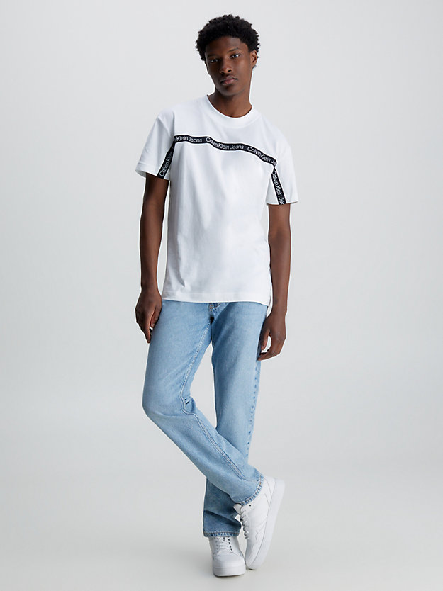 t-shirt logo tape bright white da uomo calvin klein jeans