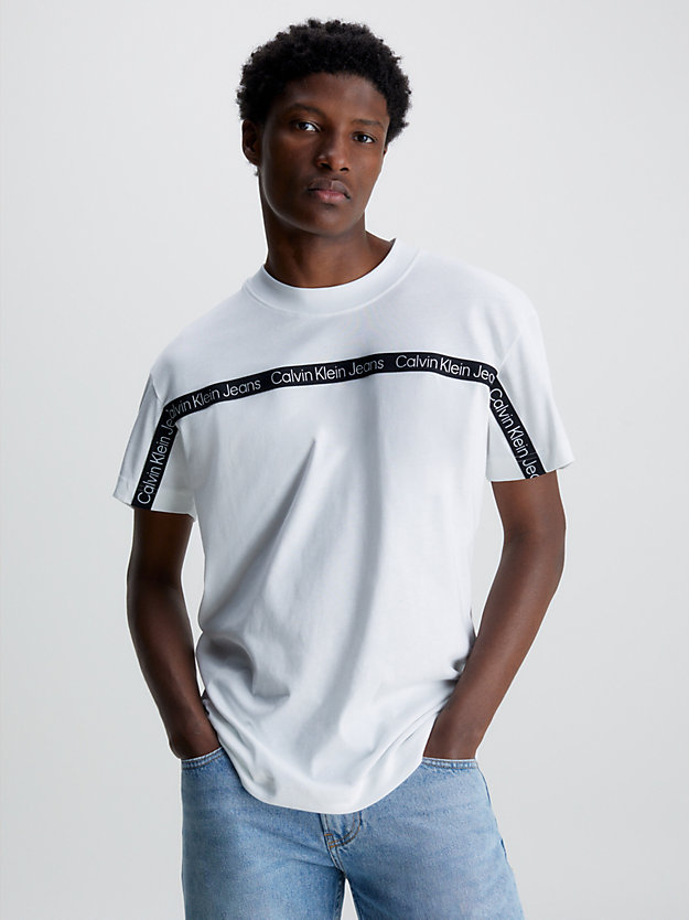 t-shirt logo tape bright white da uomo calvin klein jeans