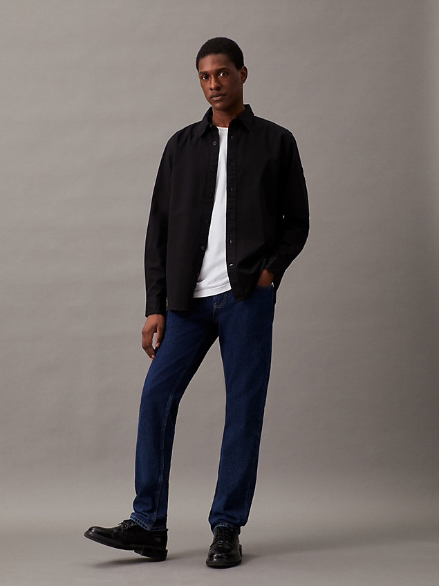 black relaxed cotton twill shirt for men calvin klein jeans