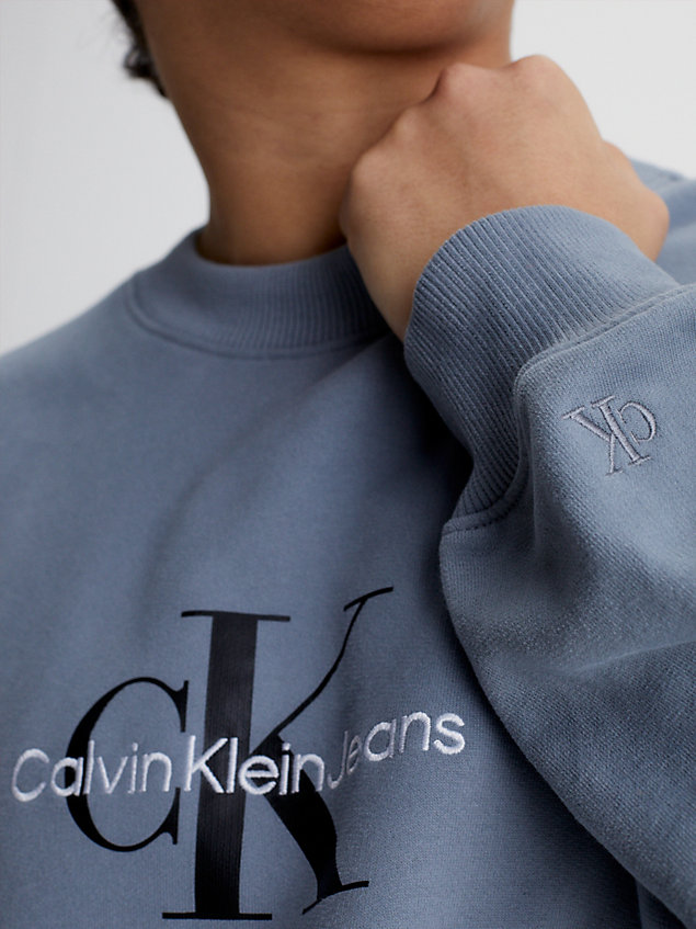 grey monogramm-sweatshirt in großen größen für herren - calvin klein jeans