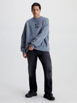 grey grote maat monogram sweatshirt voor heren - calvin klein jeans