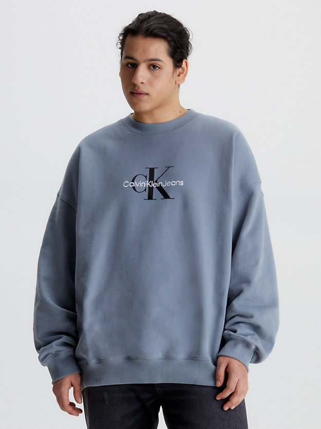 OVERCAST GREY Plus Size Monogram Sweatshirt for men CALVIN KLEIN JEANS
