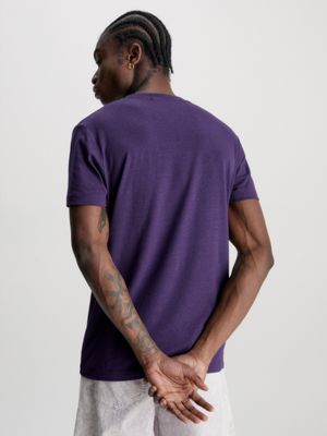 Calvin Klein Liquid Touch Slim Fit V-neck Logo T-shirt in Purple