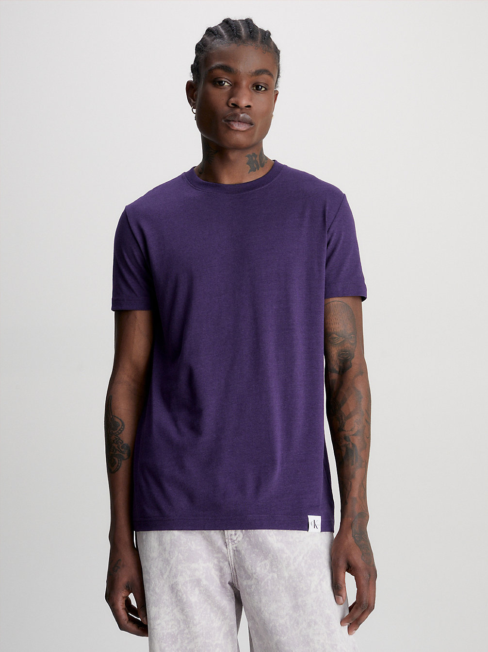 PURPLE VELVET T-Shirt Slim Avec Étiquette Logo undefined hommes Calvin Klein
