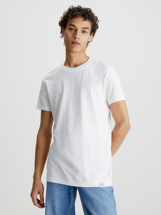 BRIGHT WHITE Schmales T-Shirt mit Logo-Etikett für Herren CALVIN KLEIN JEANS