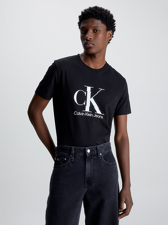 CK Black > Schmales Monogramm-T-Shirt > undefined Herren - Calvin Klein