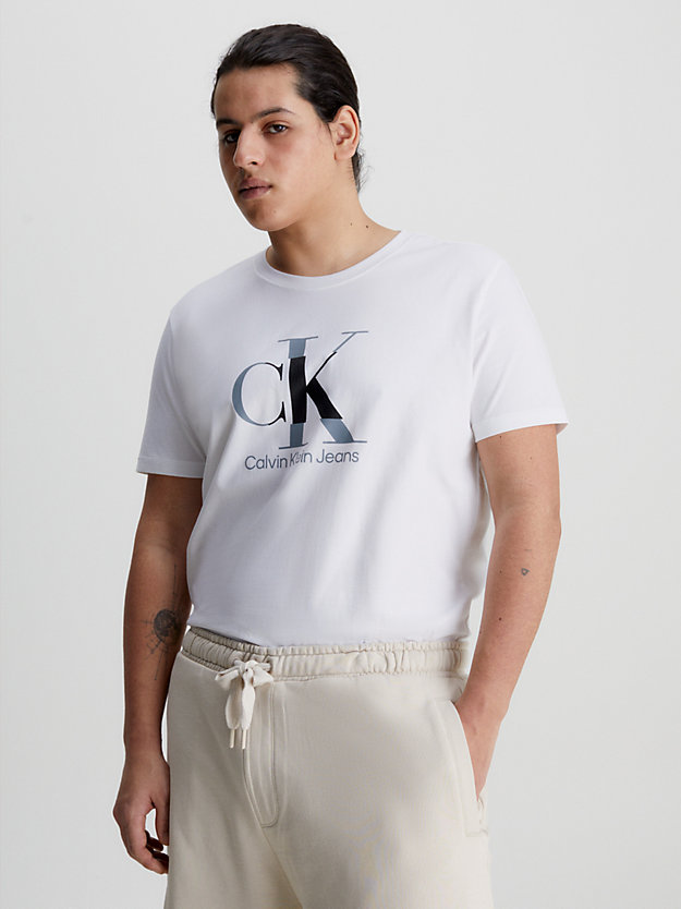 BRIGHT WHITE T-shirt con Monogramma slim da uomo CALVIN KLEIN JEANS