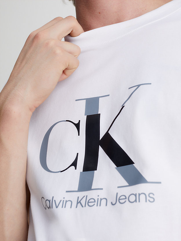 BRIGHT WHITE T-shirt con Monogramma slim da uomo CALVIN KLEIN JEANS