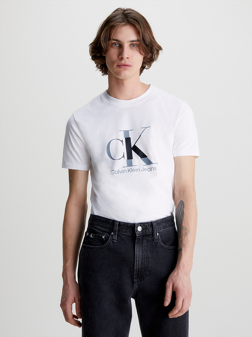 BRIGHT WHITE > Schmales Monogramm-T-Shirt > undefined Herren - Calvin Klein