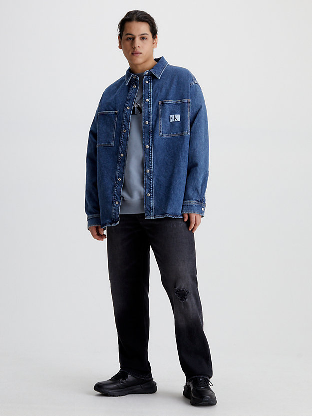 chemise grande taille en denim denim dark pour hommes calvin klein jeans