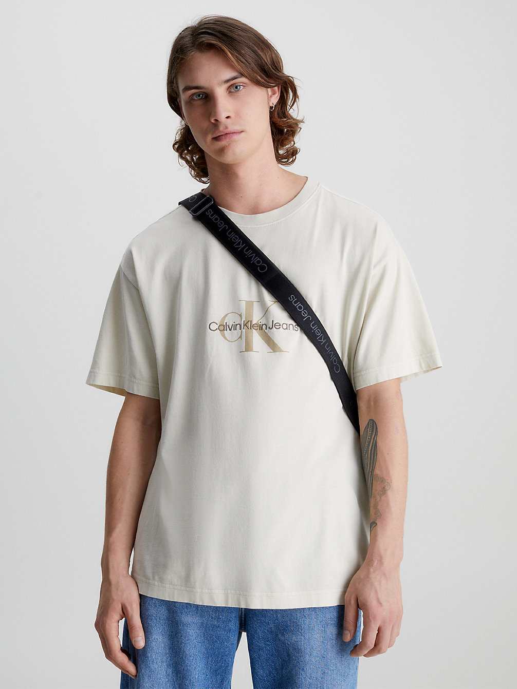 CLASSIC BEIGE Relaxed Monogram T-Shirt undefined men Calvin Klein