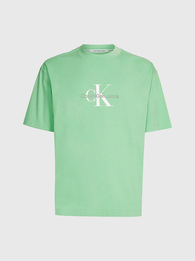 green oversized monogramm-t-shirt für herren - calvin klein jeans