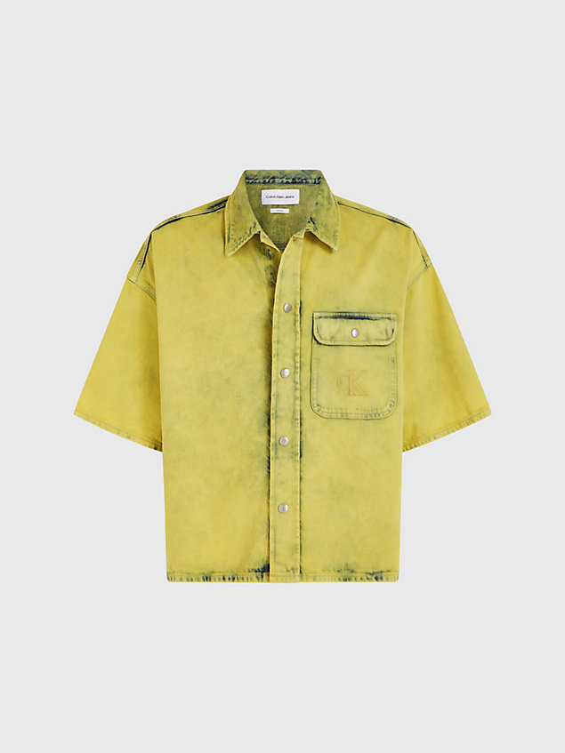 yellow oversized short sleeve denim shirt for men calvin klein jeans