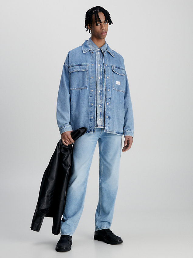 giacca-camicia di jeans taglio relaxed blue da uomo calvin klein jeans
